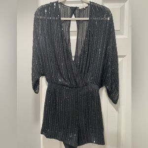 Elegant Black Sequence & Beaded Jumpsuit